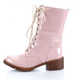PINK PATENT COMBAT/MILITAR​Y BOOTS MARTIN WOMENS SHOES