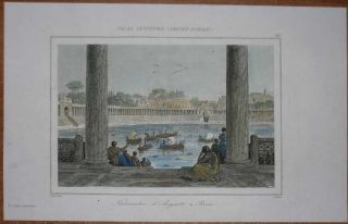 1851 print NAUMACHIA OF AUGUSTUS, ANCIENT ROME (#118)