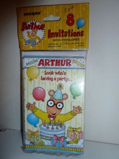 Arthur Read kids birthday party invitations cards pack of 8 Marc Brown 
