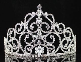 MAGNIFICIENT AUSTRIAN RHINESTONE CRYSTAL CROWN TIARA W/ COMBS PAGEANT 