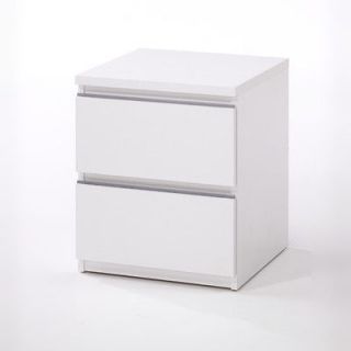   Contemporary White Laminated 2 Drawer Nightstand Ready to Assemble