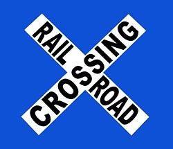 RAILROAD CROSSING CROSSBUCK SIGN // TRAIN // LOCOMOTIVE