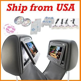 BLACK Headrest 7 LCD Car Monitor pillow SONY DVD Player NEW CA USA 