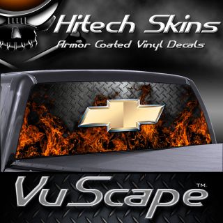 Vuscape Truck Rear Window Graphic   CHEVY FIRE D.PLATE