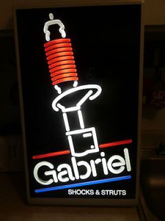 Large Vintage Gabriel Shocks and Struts 28 x 15 Lighted Sign Gas 