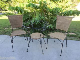 Dinette Set Wicker for 2 Dining Chairs Round Beach Cottage Rattan Pier 