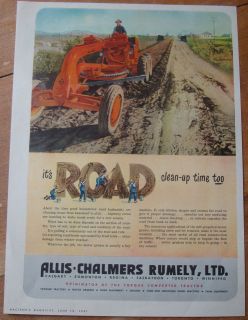 1951 ALLIS CHALMERS CANADA AD ROAD MACHINE GRADER TRACTOR ROAD 