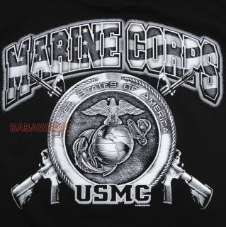   USMC T Shirt American Flag Stars Marine Corps Kicking Ass BABA