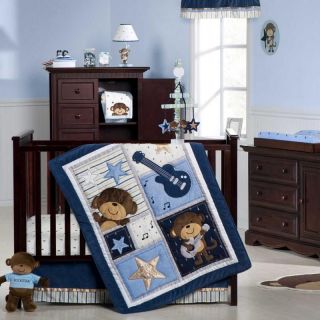 Monkey Rockstar 5 Piece Baby Crib Bedding Set with Bumper by Carters