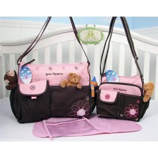 SoHo Pink and Brown Diaper Tote Bags 4 pcs set With Changing Pad