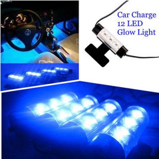 4x 3LED Car Charge Glow Interior Light Decorative Footwell Neon Lamp 