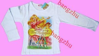 White Barbie Boot Cat Long sleeve Girl T Shirt Gown Pajamas