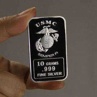 Newly listed 10 Grams .999 Fine Silver Art Bar / USMC Devil Dogs 