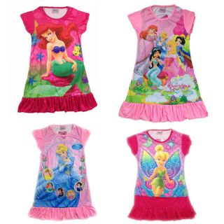 10 Yrs Girls Princess Snow White Belle Barbie Pajamas Night Grown 