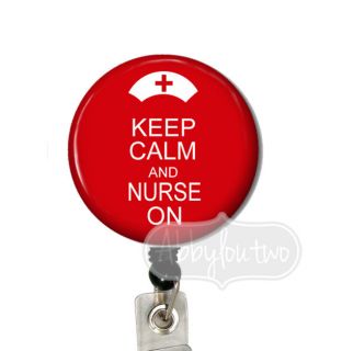 Retractable ID Badge Holder Reel Name Tag ID Holder Keep Calm Nurse 