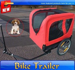 New Deluxe Pet DOG BIKE Bicycle Trailer PET CARRIER Red Black Pet 