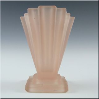 Bagley 1930s Art Deco Pink Glass Grantham Vase #334