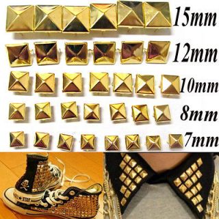   Gold Pyramid Spikes Stud Biker Bag Shoes Clothes Leather Golden Spike