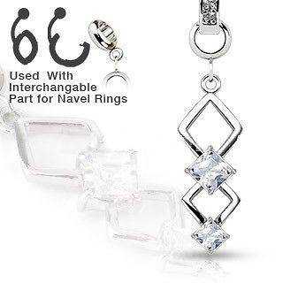   Surgical Steel Navel Belly Button Dermal Ring Jewelry Charm Diamonds