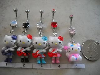 Choice of 1 Double Gem Hello Kitty Belly Ring 14g