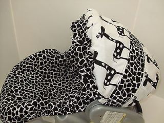   BLACK GIRAFFE PRINT/RUFFLE INFANT CAR SEAT COVER/Baby Trend fit