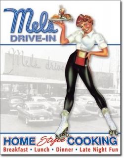 Mels Diner Drive In Car Hop Home Style Cooking Metal Tin Sign Home 