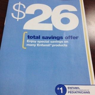 Newly listed $26.00 in Enfamil Formula Rebate and Savings Coupons.