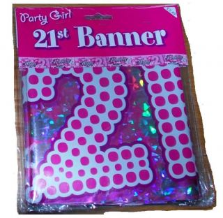 9FT FOIL PARTY GIRL BANNER 21 PINK HAPPY 21ST BIRTHDAY DECORATIONS 