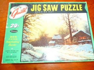 WINTER SUNSET vintage jigsaw puzzle GUILD SERIES 117 MACHINE CUT 