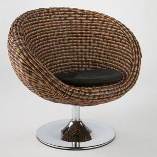 Classic Design Brown Rattan Swivel Lounge Chair New