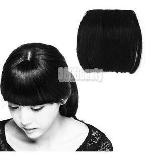 B5UT New Human Full Bangs Hair Pieces Clip in on Extensions Brazilian 