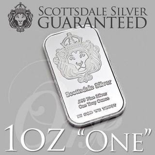 Troy Oz One Silver Bar by Scottsdale Silver .999 Pure