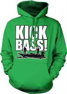 Kick Bass Mens Sweatshirt, Bass Fishing Boat and Fishermen Design 