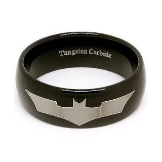   Plated & Laser Etched Stealth Batman Tungsten Wedding Ring Size 11