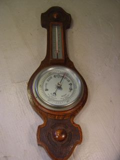 Vintage Oak Case Aneroid Barometer