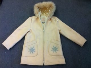 Vintage Hudsons Bay Pure Wool Eskimo Parka Coat Fur Hood Womens Size 
