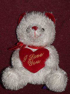 WHITE& RED PAWS COLLECTORS BEAR I LOVE YOU HEART SOFT TOY APPROX 10 