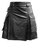 Amazing 100% Leather Pleated Kilt with Cargo Pocket 38 Waist & 20 