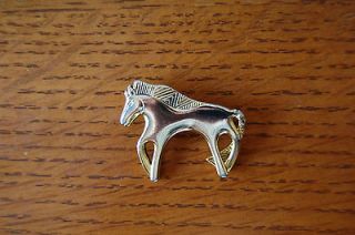 Lovely VTG Laurel Burch Horse Equestrian Animal Brooch Pin Gold Tone 