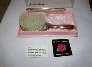 Vintage American Beauty Silverplate Baby Brush Set in Box