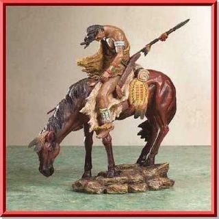 END OF THE TRAIL Statue Reproduction~A​merican Indian with Spear 