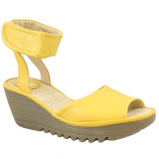 Fly London Yula OFF WHITE or YELLOW Wedge Sandal New in Original Box