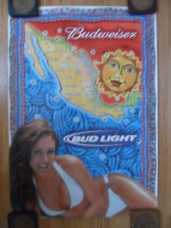 Sexy Girl Beer Poster Budweiser Aztec Sun White Bikini