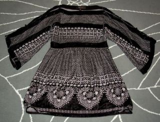 BCBG Max Azria Black Lavender Boho Print Mini Dress XS 0 Gorgeous