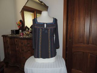 Anthropologie Embroidered Top Size M