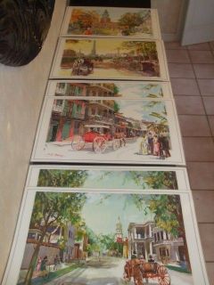   Plastic Placemats Set of Six 1956 C.C. Beall Famous Towns of America