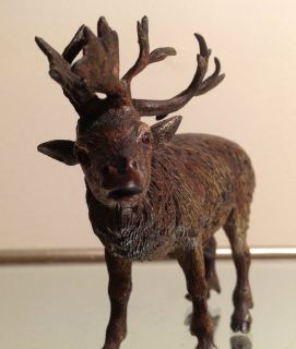 Geschutzt Bronze Stag Statue Cold Painted Vienna Austria Caribou Elk 