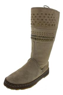 Bearpaw NEW Silverthorne Taupe Suede Lace Up Studded Mid Calf Boots 