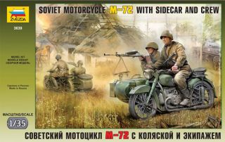   35 3639 Soviet Motorcycle M 72 with Sidecar And Crew Soldier Figure
