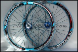   Deep V Fixie Single Speed Bike Wheelset Wheels Rim Rims Blue 614104